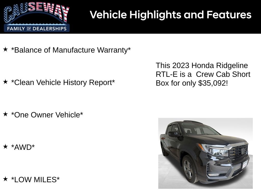 Used 2023 Honda Ridgeline RTL-E Truck