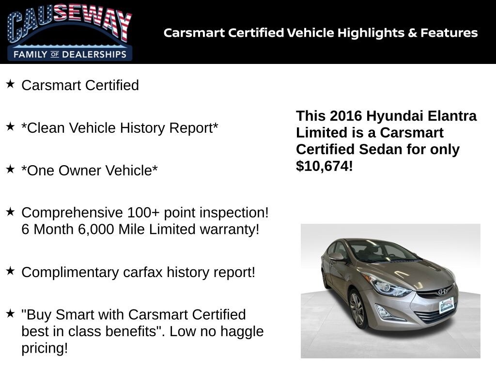 Certified 2016 Hyundai Elantra Limited Sedan