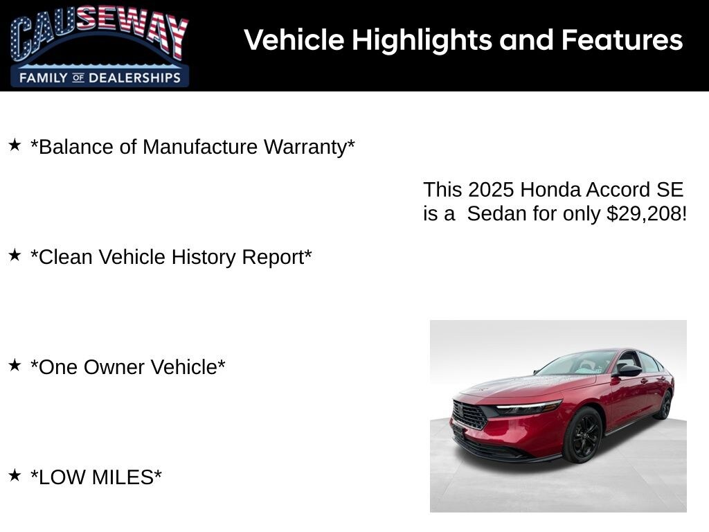 Used 2025 Honda Accord SE Sedan