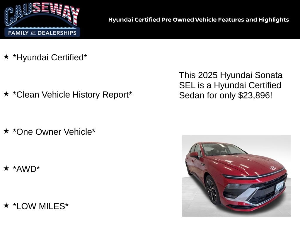 Certified 2025 Hyundai Sonata SEL Sedan