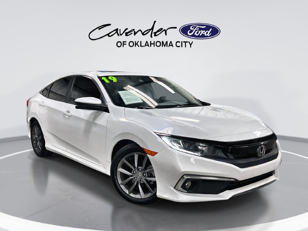 Platinum White Pearl 2019 Honda Civic Sedan Front-Wheel Drive Continuously Variable Transmission