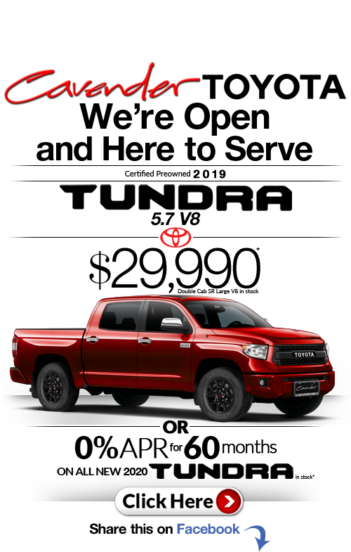 Click Here for Availability and
Pricing from Cavender Toyota