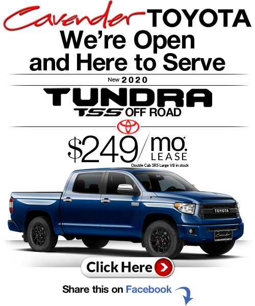 Click Here for Availability and
Pricing from Cavender
Toyota