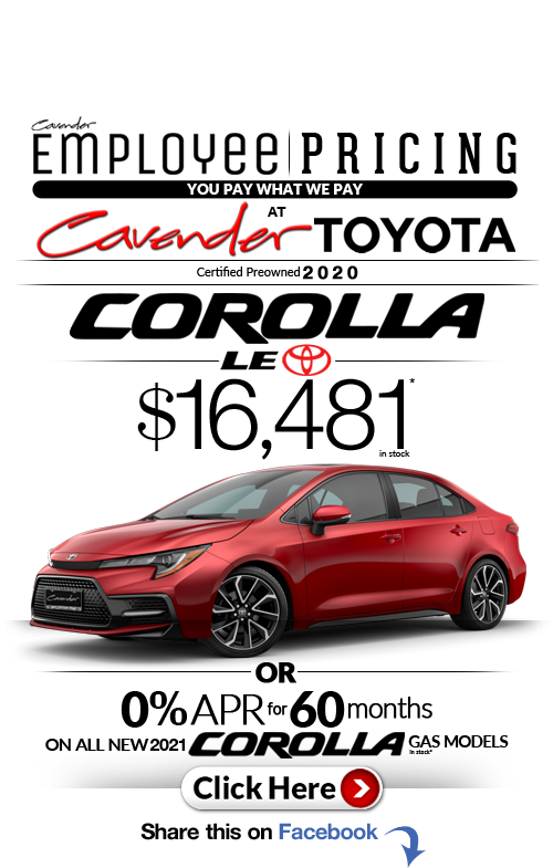 Click Here for Availability and
Pricing from Cavender
Toyota