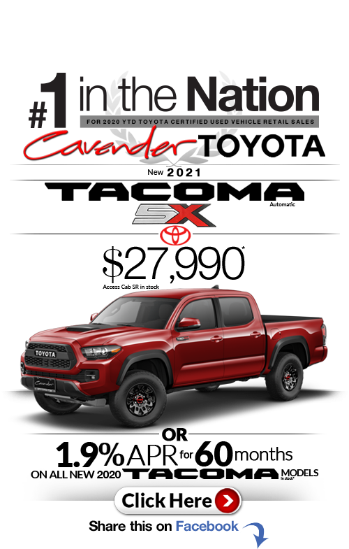 Click Here for Availability and
Pricing from Cavender Toyota