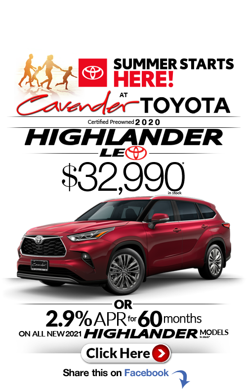Click Here for Availability and
Pricing from Cavender Toyota