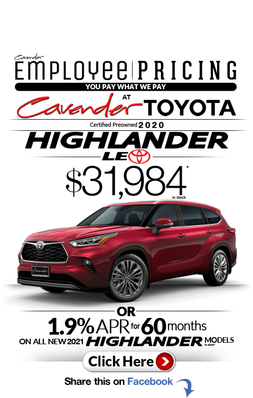 Click Here for Availability and Pricing from Cavender Toyota
