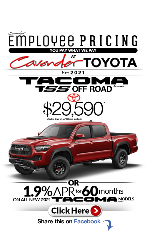 Click Here for Availability and
Pricing from Cavender Toyota