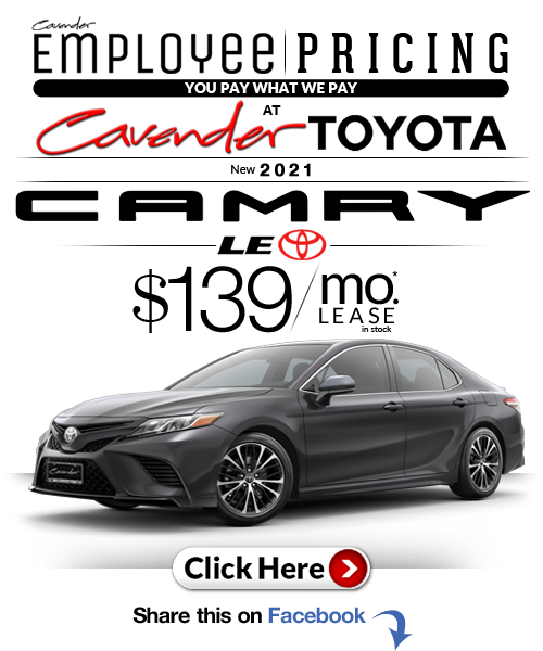 Click Here for Availability and
Pricing from Cavender
Toyota