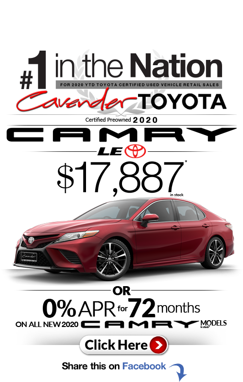 Click Here for Availability and Pricing from Cavender Toyota