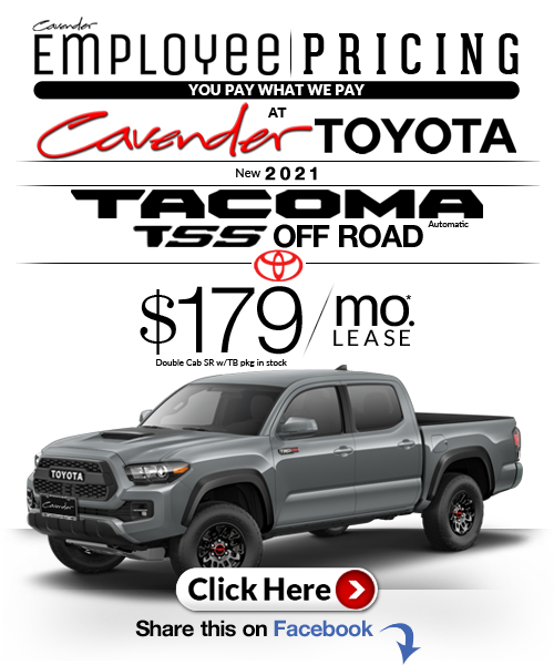 Click Here for Availability and
Pricing from Cavender
Toyota