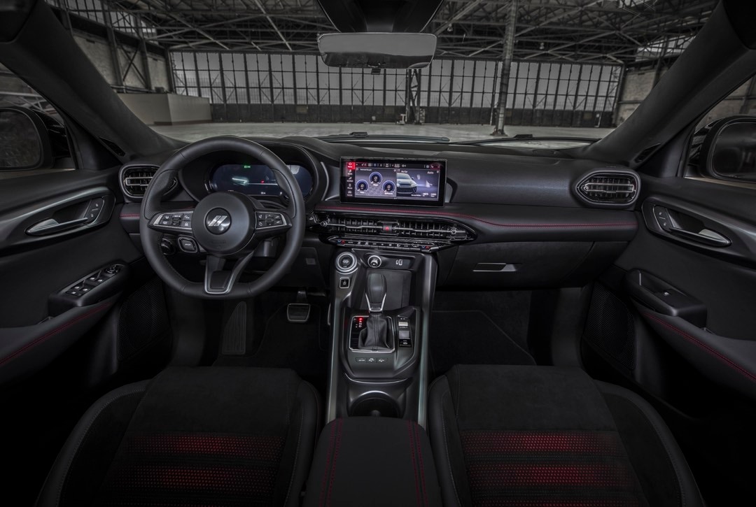 cockpit and dashboard view of a 2023 Dodge Hornet