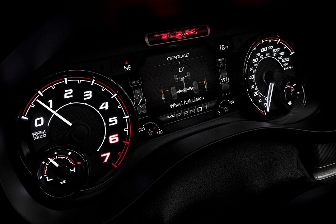 view of the driver's numeric dashboard inside of the 2022 RAM 1500