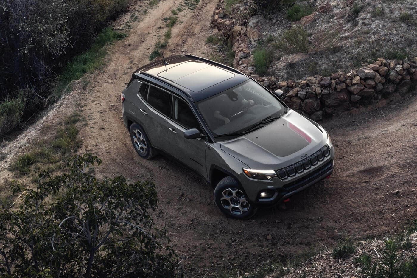 three quarter top down view of the 2022 Jeep Compass Trailhawk