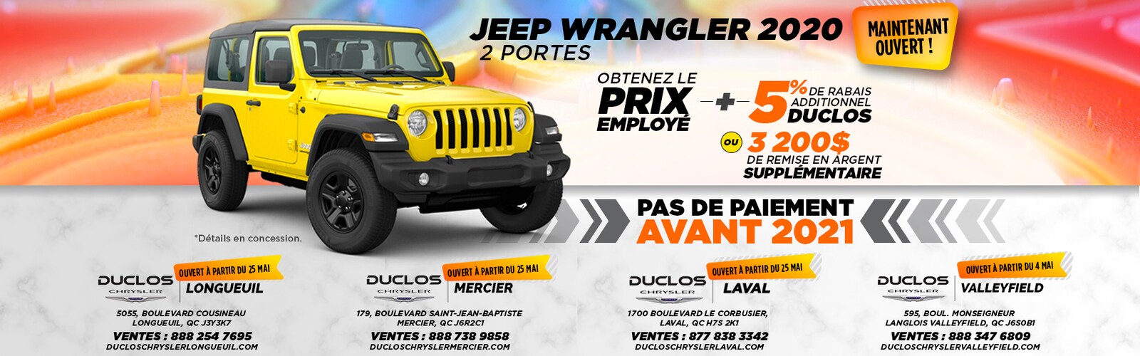 Concessionnaire Chrysler Jeep Dodge RAM à Valleyfield Duclos Valleyfield