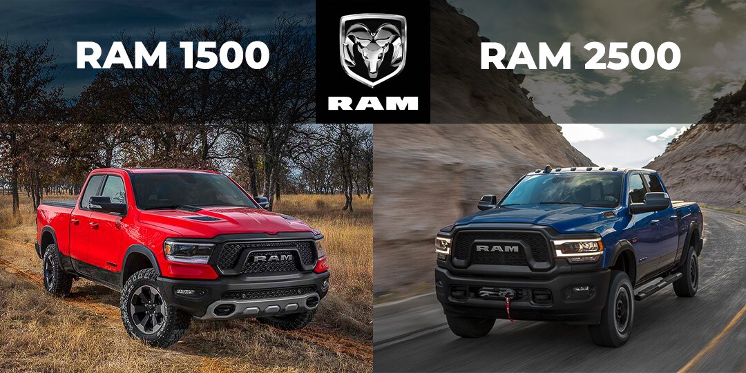 comparatif amicale entre le RAM 1500 2022 (gauche) et le RAM 2500 2022 (droite)