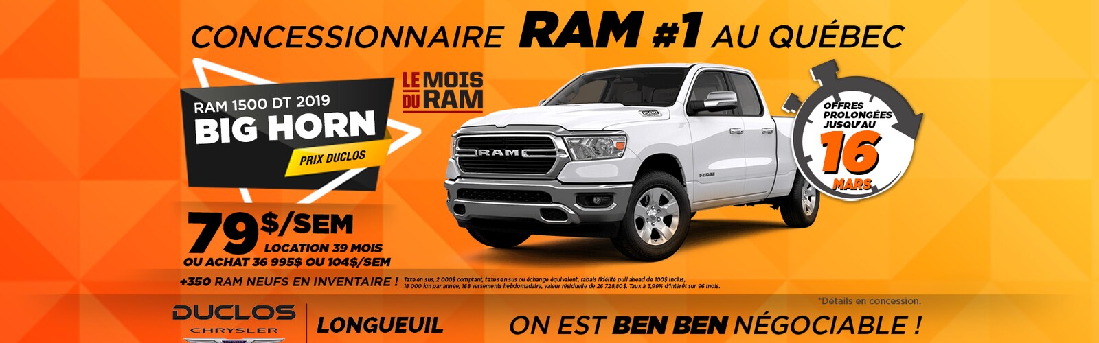 Concessionnaire Chrysler Dodge Jeep RAM à Longueuil Duclos Longueuil