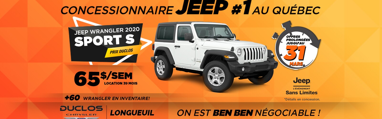 Concessionnaire Chrysler Dodge Jeep RAM à Longueuil Duclos Longueuil