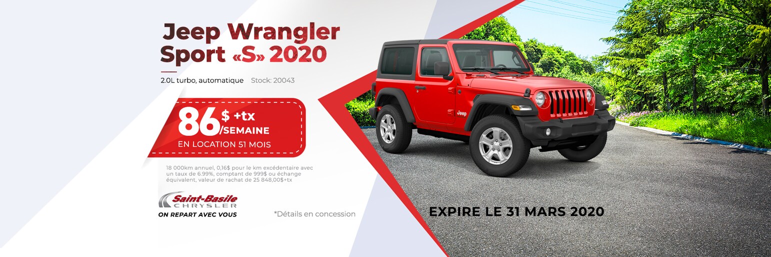 Concessionnaire Chrysler Dodge Jeep RAM à StBasile StBasile Chrysler