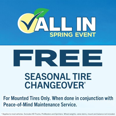 FREE Seasonal Tire Changeover FREE Seasonal Tire Changeover