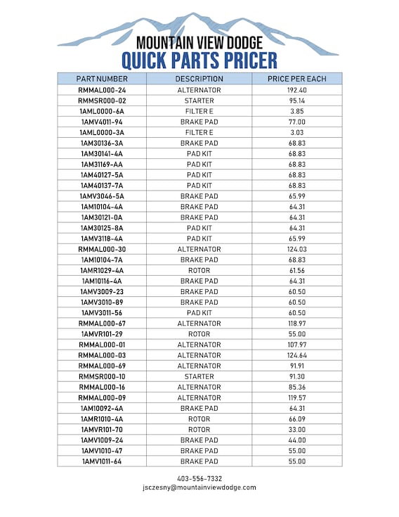 Mountain View Dodge >> All Makes Parts Pricing Mountain View Dodge Mountain View Dodge >> All Makes Parts Pricing Mountain View Dodge