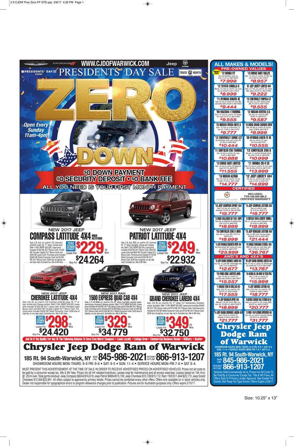 Weekly Ad Specials Chrysler Dodge Jeep Ram of Warwick