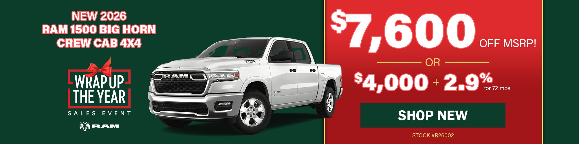 New 2026 RAM 1500 Big Horn Crew Cab 4x4