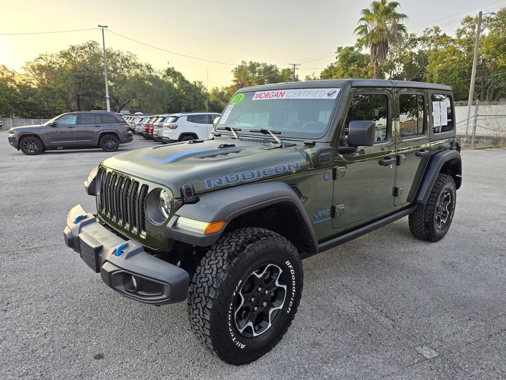 Certified 2023 Jeep Wrangler 4xe Rubicon 4XE with VIN 1C4JJXR6XPW583573 for sale in Tampa, FL