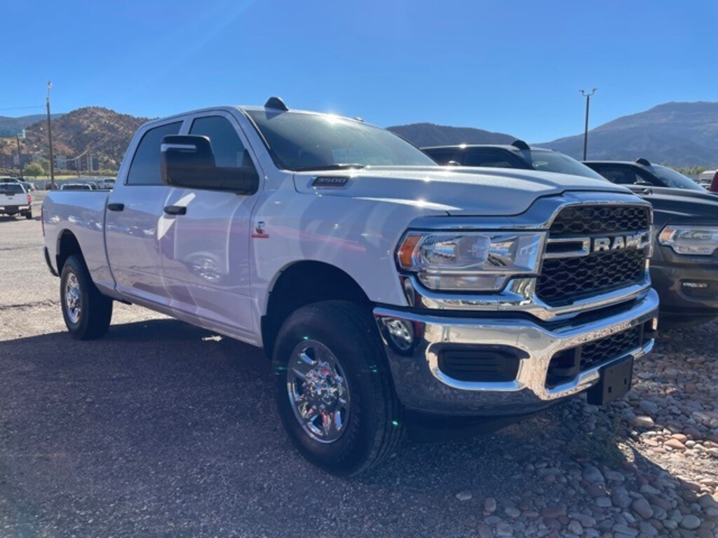 New 2024 Bright White Clearcoat Ram 3500 TRADESMAN CREW CAB 4X4 6'4 BOX