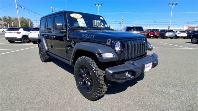 Used 2021 Jeep Wrangler Unlimited Willys Sport with VIN 1C4HJXDG2MW729930 for sale in East Hanover, NJ