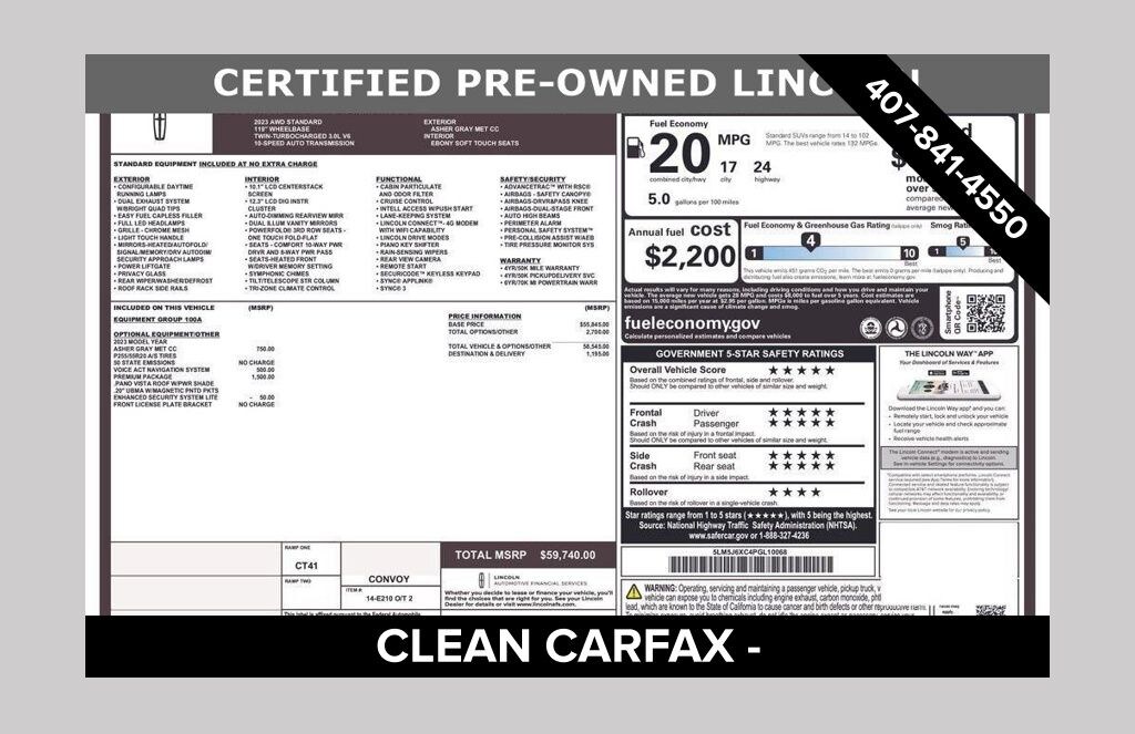 Certified 2023 Lincoln Aviator Standard SUV