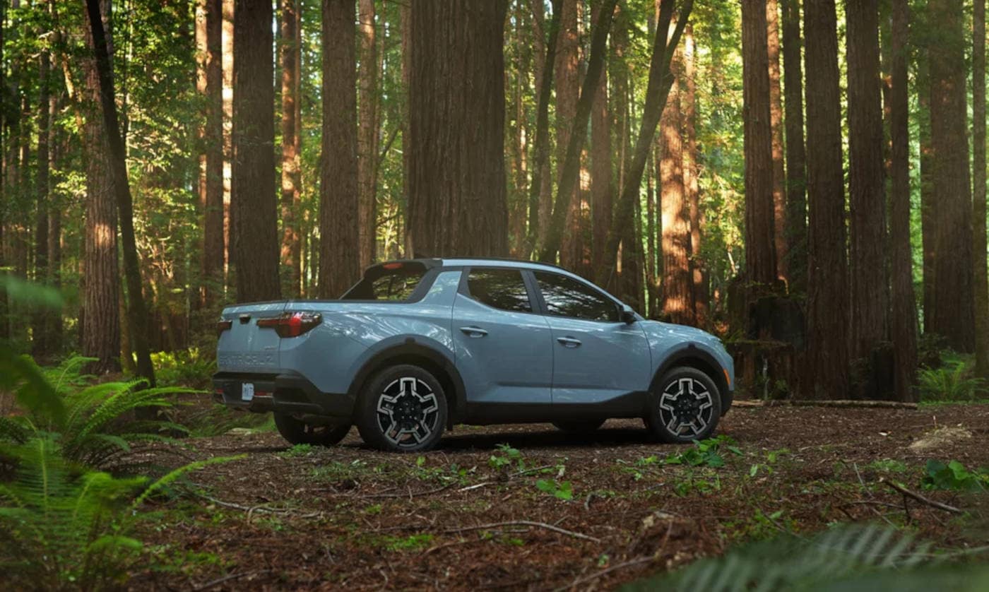 2025 Hyundai Santa Cruz parked in the woods