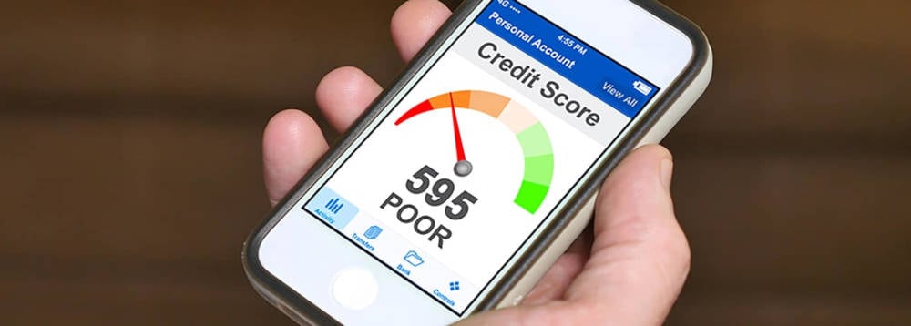 Phone with a credit score monitor displayed on the screen