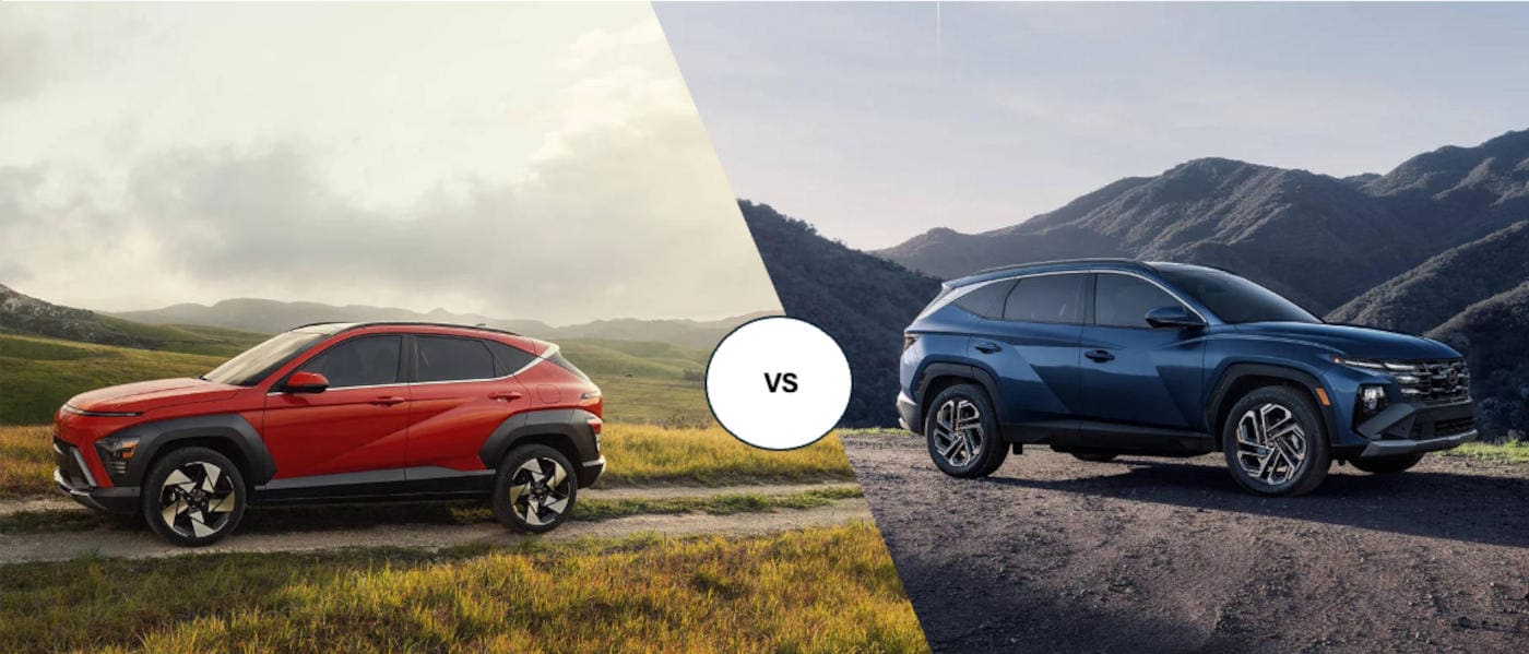 2025 Hyundai Kona side by side with a 2025 Hyundai Tucson