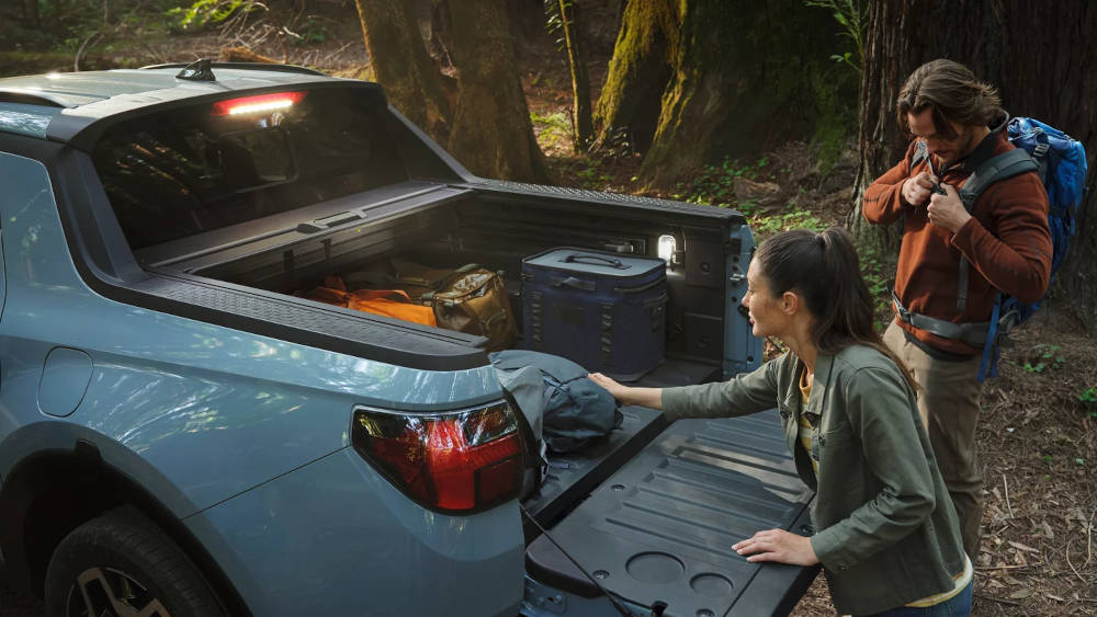 2024 Hyundai Santa Cruz parked in the woods