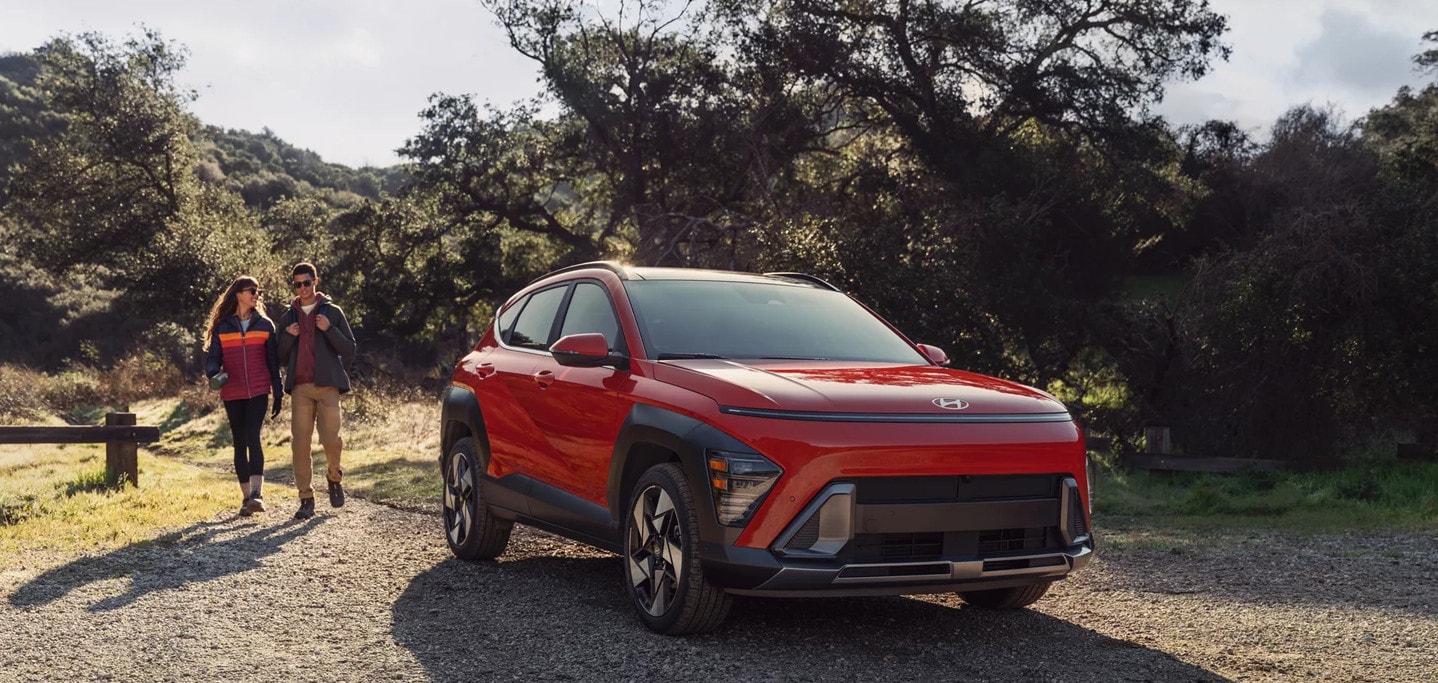 2024 Hyundai Kona in the woods