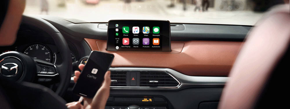 Picture of the smartphone integration in a Mazda