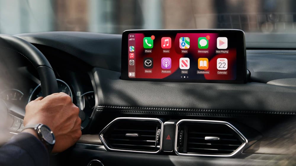 Picture of the smartphone integration in a Mazda