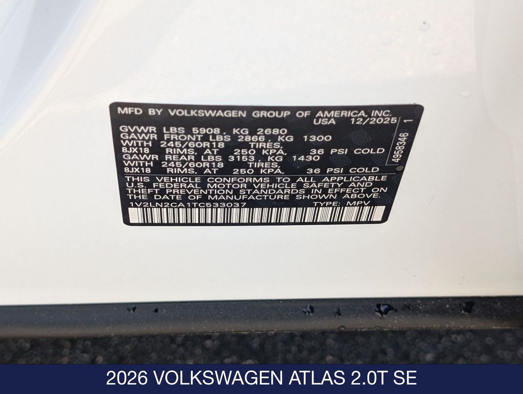 2026 Volkswagen Atlas SE - Photo 32