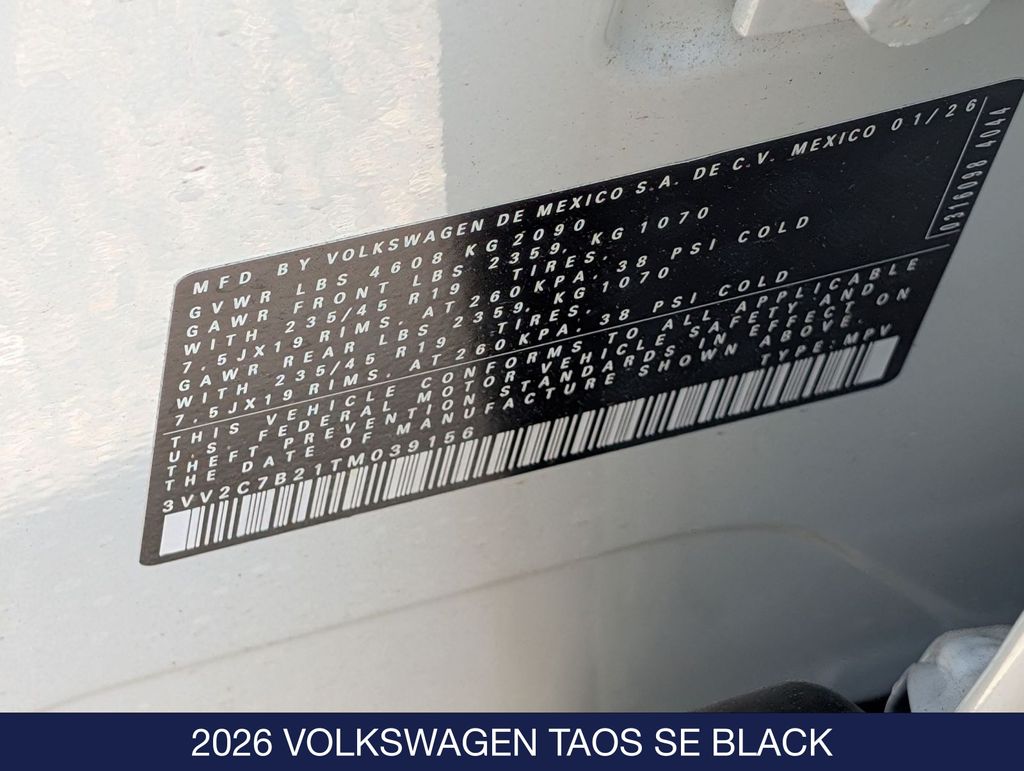 2026 Volkswagen Taos SE Black - Photo 34