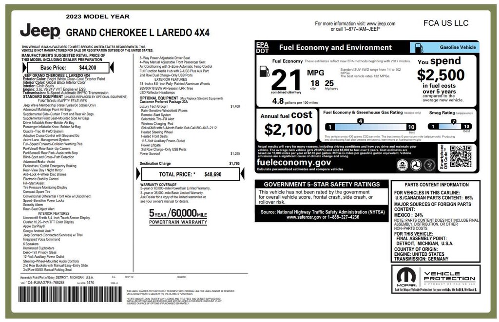 Used 2023 Jeep Grand Cherokee L Laredo SUV