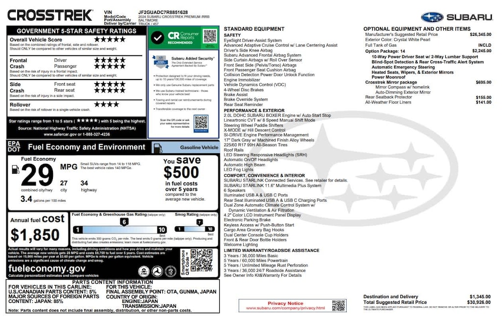 Used 2024 Subaru Crosstrek Premium SUV