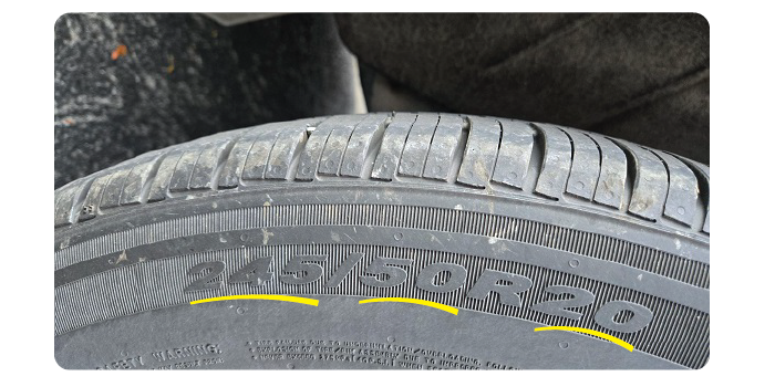 Tire Size from the sidewall of your vehicle's tire.