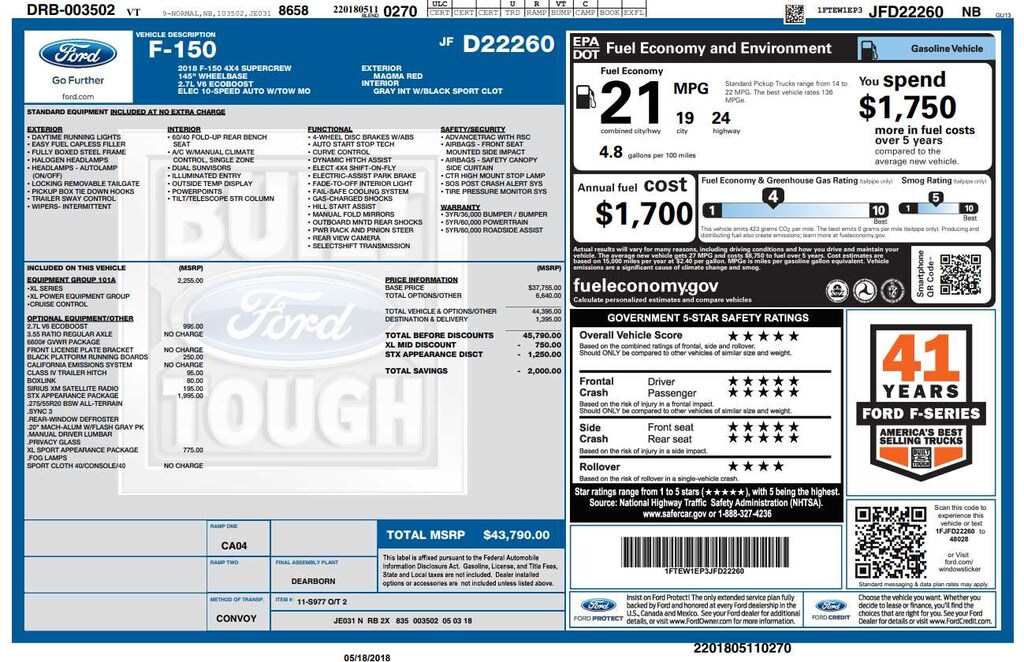 Used 2018 Ford F-150 Truck SuperCrew Cab