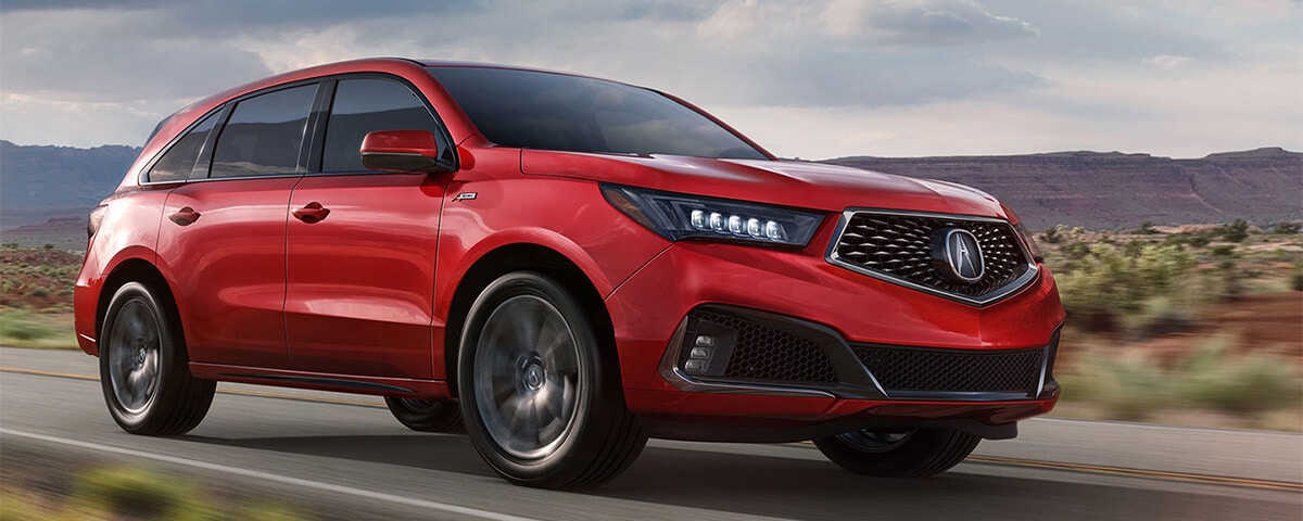 Red Acura MDX with Jewel Eye Headlights