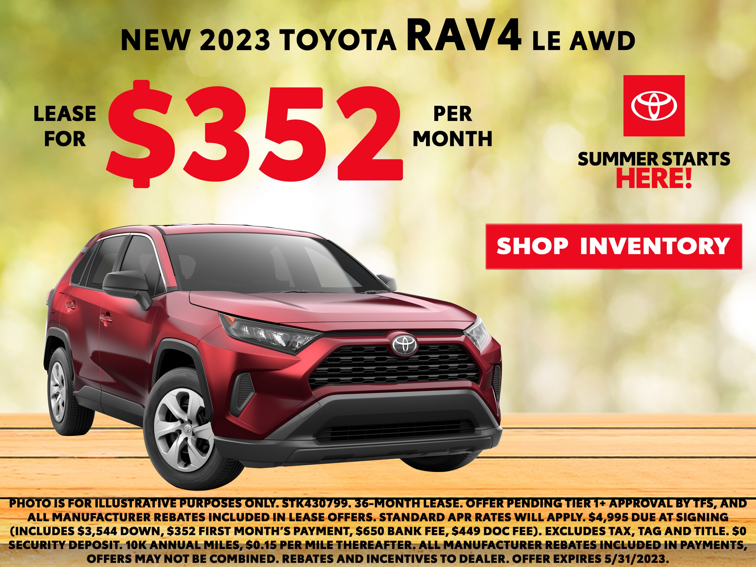 2023 Toyota RAV4 Lease Deal (352/Month) Valid Thru 5/31/23