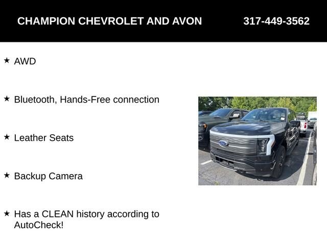 Used 2022 Ford F-150 Lightning Lariat with VIN 1FTVW1EL8NWG01030 for sale in Avon, IN
