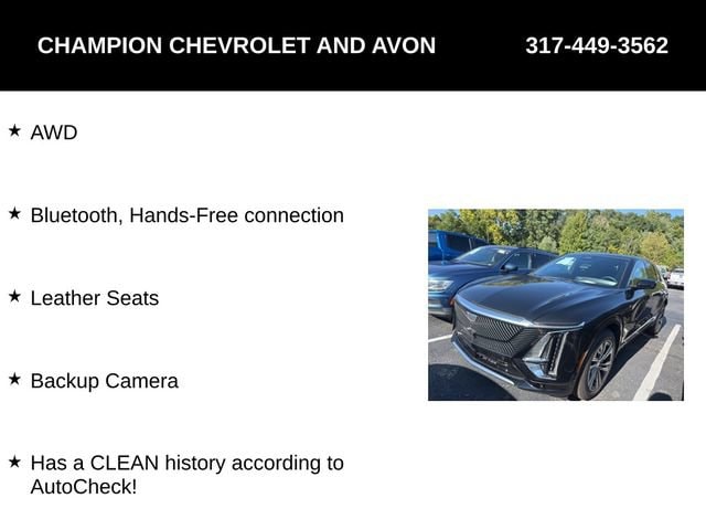 Used 2023 Cadillac LYRIQ Luxury with VIN 1GYKPPRL8PZ000841 for sale in Avon, IN