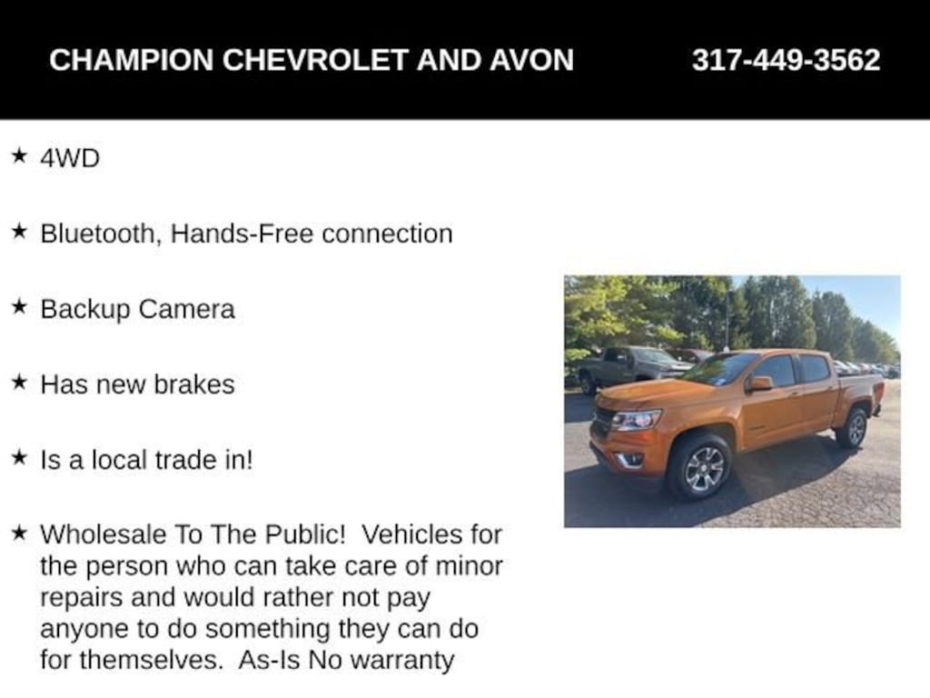 Used 2017 Chevrolet Colorado 4WD Z71 Truck