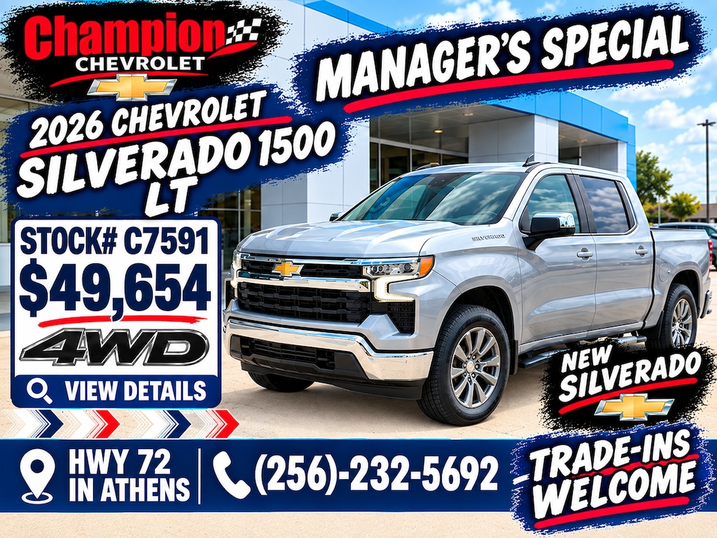 2026 Chevrolet Silverado 1500 Managers Special at Champion Chevrolet HWY 72 in Athens, AL